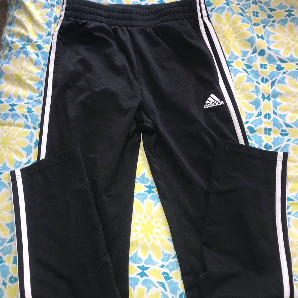Adidas Black Three Stripe Girls Joggers